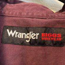Load image into Gallery viewer, Medium Wrangler Riggs Men's Burgundy Workwear Solid Twill Button Up Shirt
