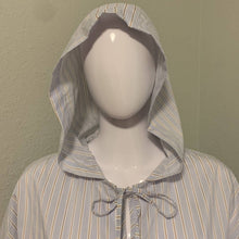 Load image into Gallery viewer, Size Medium Zara Blue Gold &amp; White Stripes Hooded Cotton Long Sleeve Top
