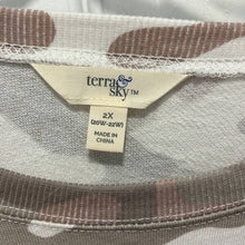 Load image into Gallery viewer, Size 2X Terra &amp; Sky Camo Print Always Latte Plus Size Raw Hem Sweatshirt
