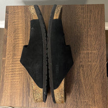 Load image into Gallery viewer, Size 11 Birkenstock Black Arizona Suede Leather Double Strap Buckle Sandals
