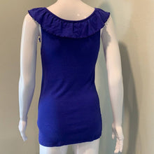 Load image into Gallery viewer, One Sze Michael Stars Bright Blue Ruffle Neck Tank Top
