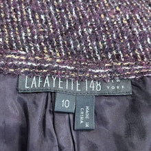 Load image into Gallery viewer, Size 10 Lafayette 148 Dark Purple Tweed Pencil Skirt
