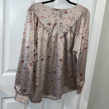 Load image into Gallery viewer, Size 2X Ellos Plus Size Silky Pink Floral Long Sleeve Blouse
