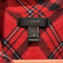 Load image into Gallery viewer, Size 4 J. Crew Women’s Red Flannel Long Sleeve Button Up
