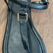 Load image into Gallery viewer, Size 8 Wide ASOS DESIGN NWOT Wide Fit Black Fulfil hardware flat sandals
