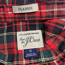 Load image into Gallery viewer, Small J. Crew Mens Red Green Plaid Cotton Button Up Shirt
