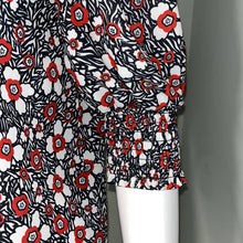 Load image into Gallery viewer, Small Rebecca Minkoff Black Red Floral Print V-Neck Button Up Shirt
