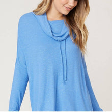Load image into Gallery viewer, Large Jack By BB Dakota Blue Creature of Comfort Rib Knit Cowl Neck Shirt
