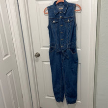 Load image into Gallery viewer, Small Levi’s Denim Button Front Tie Sleeveless Jumper
