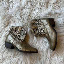Load image into Gallery viewer, Kids Size 1 Frye Deborah Studded Gold Western Booties

