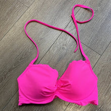Load image into Gallery viewer, Size 34 D Victoria’s Secret Hot Pink Scalloped Swim Suit Bikini Top
