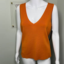 Load image into Gallery viewer, Size XL Lafayette 148 NWT Orange Stretchy V-Neck Ribbed Tank Top
