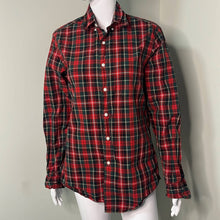 Load image into Gallery viewer, Small J. Crew Mens Red Green Plaid Cotton Button Up Shirt
