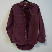 Load image into Gallery viewer, Medium Wrangler Riggs Men's Burgundy Workwear Solid Twill Button Up Shirt
