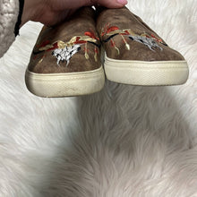 Load image into Gallery viewer, Size 9 Southern Fried Chics Western Boho Steer Flat Cow Skull Slip On Sneakers
