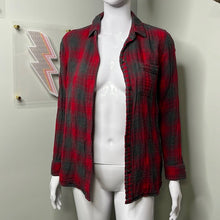 Load image into Gallery viewer, Size XS Madewell Ex-Boyfriend Shirt in Lansing Red Gray Plaid Button Up
