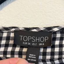 Load image into Gallery viewer, Size 2 Topshop Black &amp; White Gingham Print Tie Top
