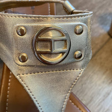 Load image into Gallery viewer, Size 8.5 Tommy Hilfiger Gold Sandal Platform Cork Wedges
