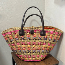 Load image into Gallery viewer, Colorful Beach Ratan Wicker Tote Bag
