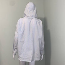 Load image into Gallery viewer, Size Medium Zara Blue Gold &amp; White Stripes Hooded Cotton Long Sleeve Top
