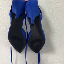 Load image into Gallery viewer, Size 8.5 JustFab Blue Gracie Ankle Lace-Up Heels
