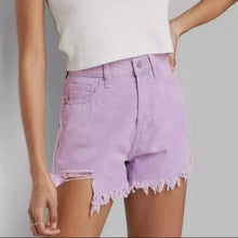 Load image into Gallery viewer, Sz 18 Wild Fable NWOT High-Rise Frayed Hem Denim Jean Shorts Lavender Purple

