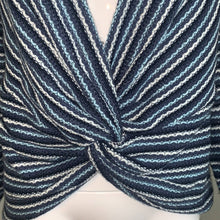 Load image into Gallery viewer, Medium Anna Blue White Stripe Knot Sweater
