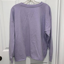 Load image into Gallery viewer, Large Calvin Klein Purple Embroidered Logo Raw Hem Sweatshirt Top
