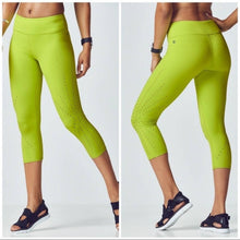 Load image into Gallery viewer, Small Fabletics Angela Capri Perforated Lime Green Cropped Leggings
