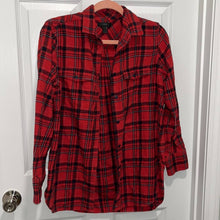 Load image into Gallery viewer, Size 4 J. Crew Women’s Red Flannel Long Sleeve Button Up
