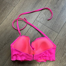 Load image into Gallery viewer, Size 34 D Victoria’s Secret Hot Pink Scalloped Swim Suit Bikini Top
