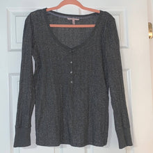 Load image into Gallery viewer, Medium Victoria’s Secret Sparkly Gray Long Sleeve Top
