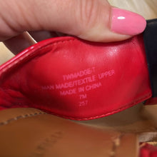 Load image into Gallery viewer, Size 7 Tommy Hilfiger Red White Braided Sandal Cork Wedge
