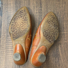 Load image into Gallery viewer, Size 4.5-5 Pikolino Orange Yellow Embroidered Leather Western Mules
