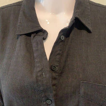 Load image into Gallery viewer, Size Large NYDJ NWOT Linen Long Sleeve Shirtdress In Black
