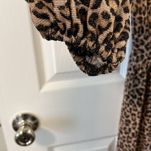 Load image into Gallery viewer, Small Blumin Apparel Boutique Shiny Leopard Long Sleeve Maxi Wrap Dress

