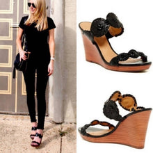 Load image into Gallery viewer, Size 8 Jack Rogers Black Strap Sandal Wedge
