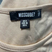 Load image into Gallery viewer, Size 4 Missguided Nude Ribbed High Neck Sleeveless Thong Body Suit
