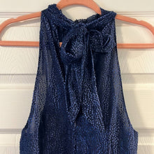 Load image into Gallery viewer, Size 6 Anthropologie Elevenses Navy Blue Velvet Halter Neck Jumpsuit
