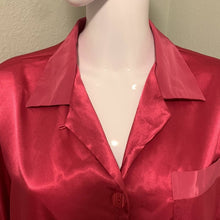 Load image into Gallery viewer, Large Victorias Secret Button Up Silky Satin Bright Pink Top
