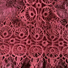 Load image into Gallery viewer, Size Medium Altar’d State Maroon Lace Trimmed Short Sleeve Dress
