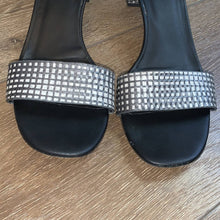 Load image into Gallery viewer, Size 9 VINCE Black &amp; White Checkered Ankle Strap Heels
