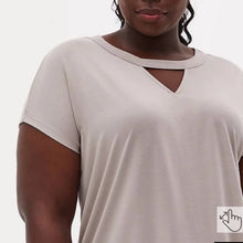 Load image into Gallery viewer, Size 1X Torrid Plus Beige CUPRO KEYHOLE DOLMAN TEE Shirt
