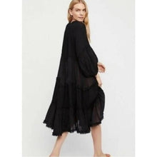 Load image into Gallery viewer, Small Free People In The Moment Black Boho Oversized Midi Dress With Sleeves
