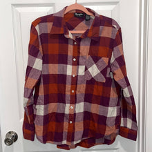 Load image into Gallery viewer, Medium Wrangler Retro Purple Orange Boyfriend Flannel Button Up Western Shirt
