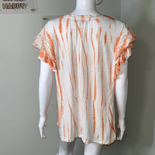 Load image into Gallery viewer, Size XXL Knox Rose Tangerine Orange Tie Dye Lace Ruffle Sleeve Top
