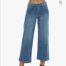 Load image into Gallery viewer, Size 29 Flying Monkey Vertical Pintuck Front Denim Blue Wide Leg Cropped Jeans
