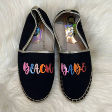 Load image into Gallery viewer, Size 7 Sam Edelman Circus Colorful Beach Babe Black Espadrille Slip On Shoes
