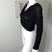 Load image into Gallery viewer, Size XS Urban Outfitters Black Waffle Knit Cropped Sweater
