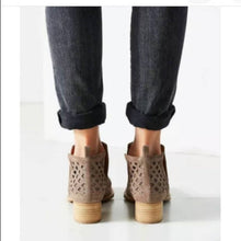 Load image into Gallery viewer, Size 8 Jeffrey Campbell Taggart Suede Cut Out Taupe Pointed Western Ankle Booties
